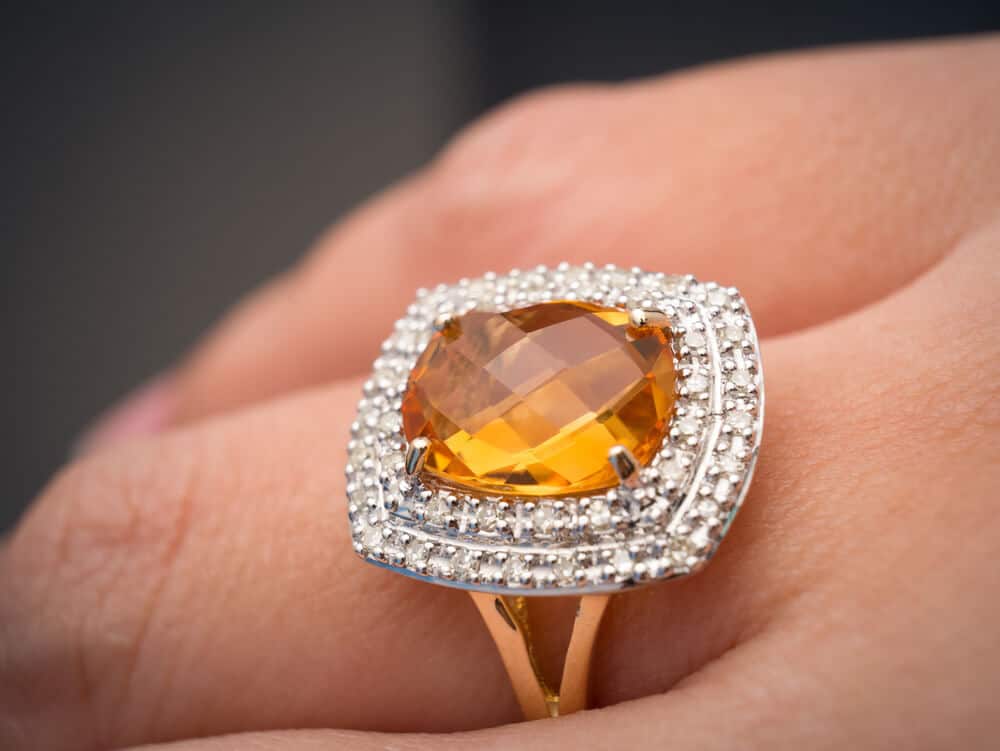 Citrine and diamond ring