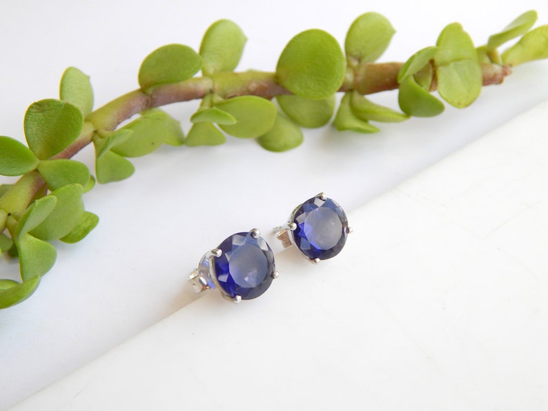 Blue iolite studs