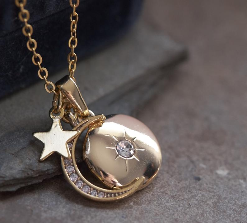 Moon necklace with locket