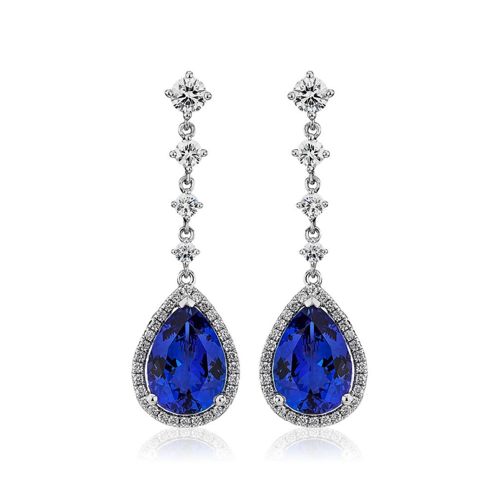 Pear-shaped tanzanite earrings