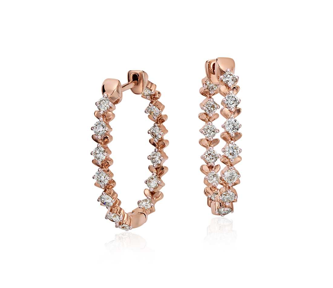 rose gold diamond hoops