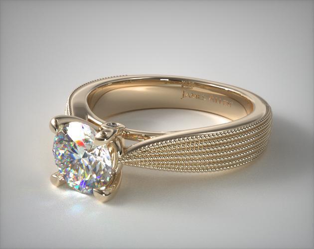 rows of milgrain engagement ring