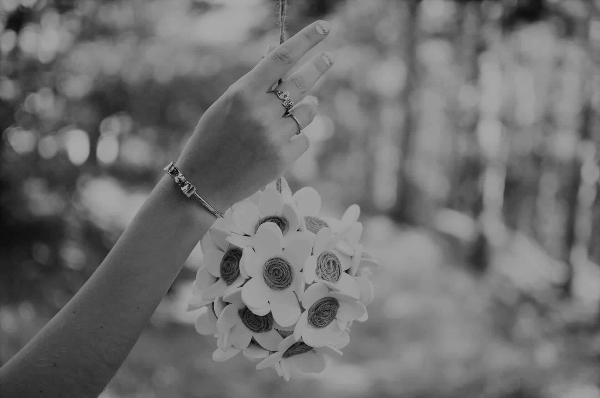 Sterling silver bracelet on womans hand