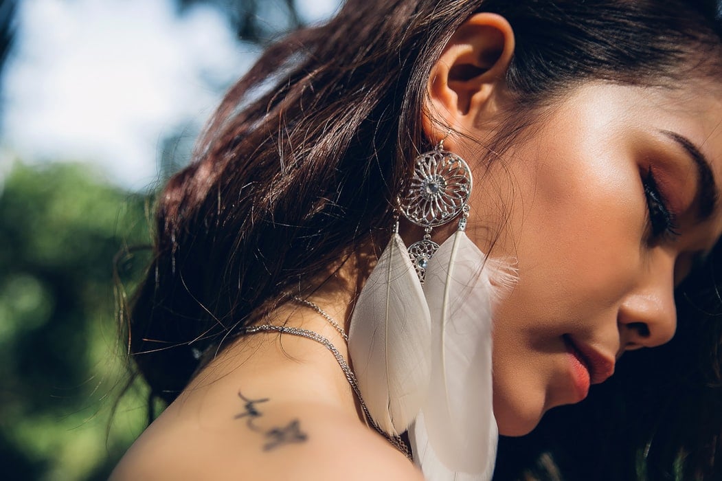 Girl wearing protection jewelry