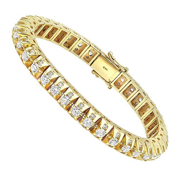 Yellow gold diamond tennis bra
celet