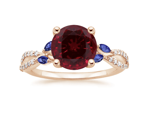 synthetic ruby in yellow gold setting