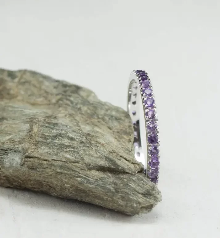 Amethyst gemstone eternity ring