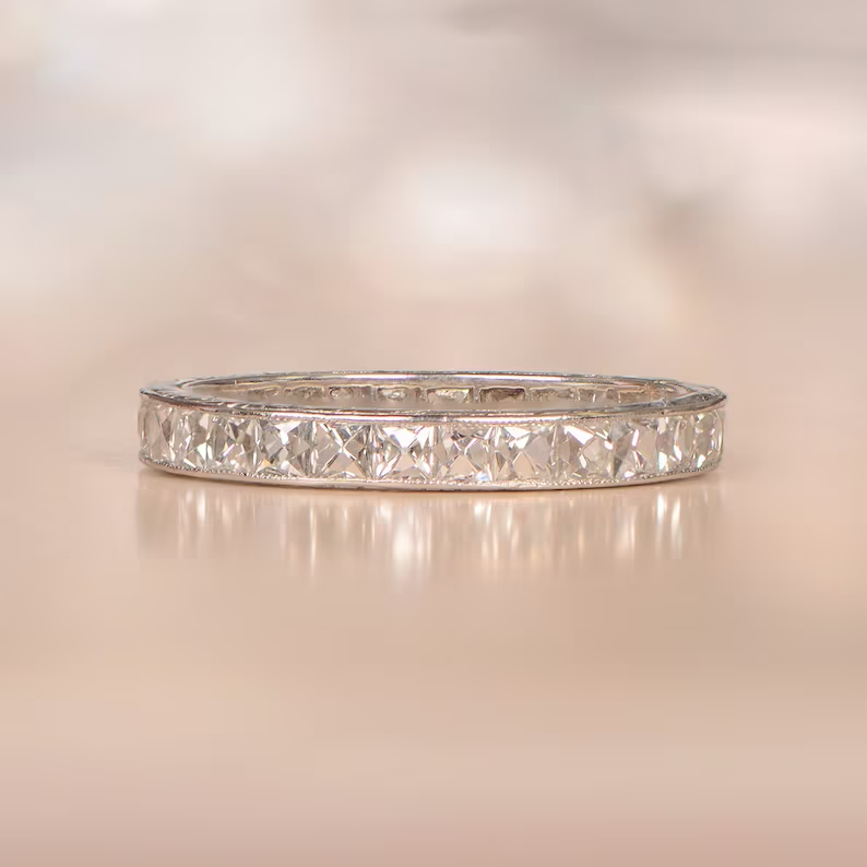 Antique french cut diamond wedding band