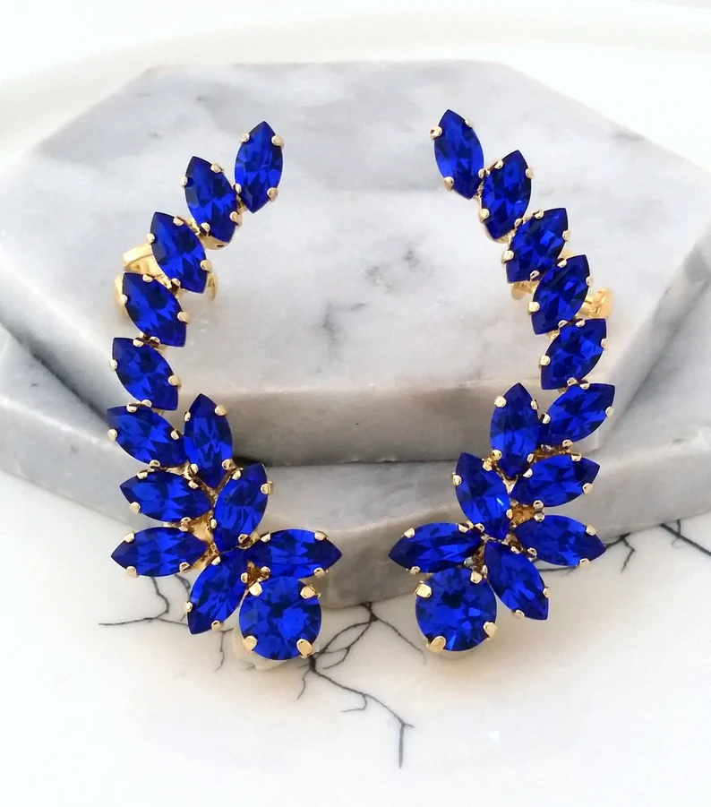 Blue Sapphire Ear Crawlers