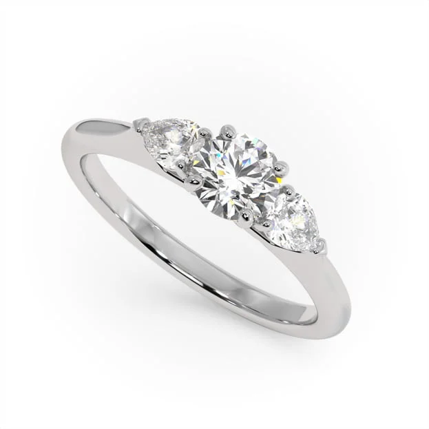 three stone art deco inspired engagement ring