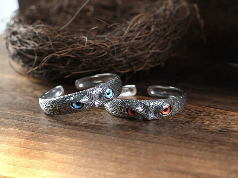 Owl Sterling Silver Cuff Bracelet